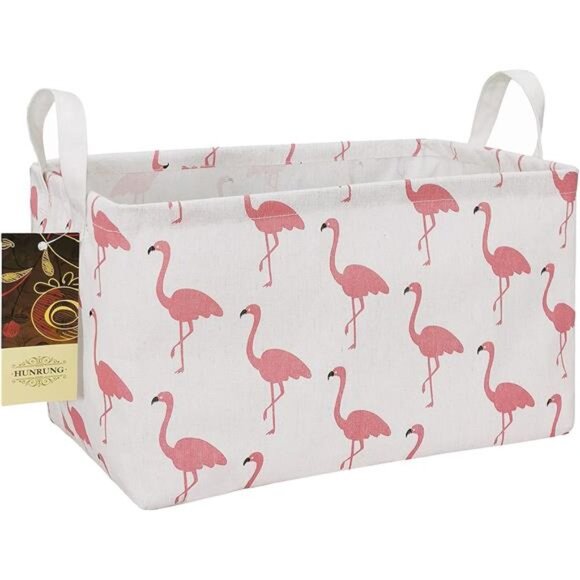 HUNRUNG Rectangle Storage Basket Cute Canvas Organizer Bin for Pet/Children - Picture 1 of 8